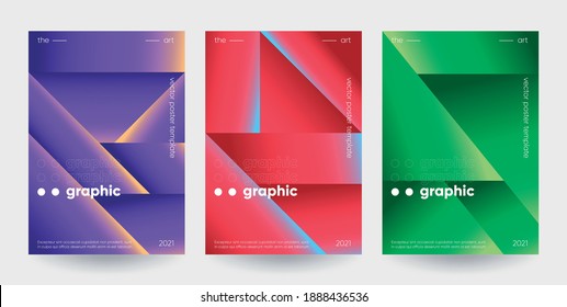 Minimalist posters set with grapient shape patterns. Eps10 vector.