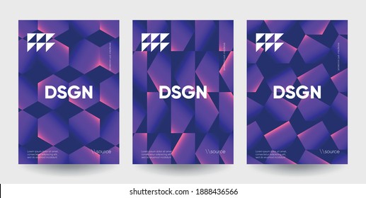 Minimalist posters set with grapient shape patterns. Eps10 vector.
