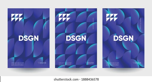 Minimalist posters set with grapient shape patterns. Eps10 vector.