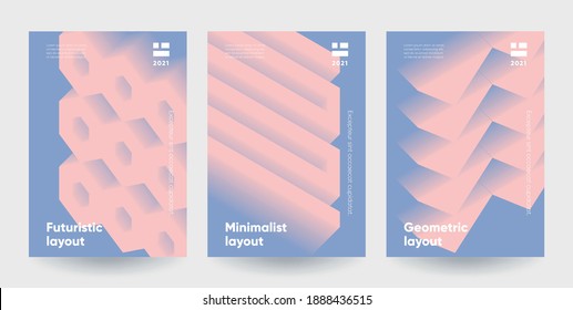 Afiches minimalistas. Formas de degradado modernas con efecto 3d. Vector Eps10.