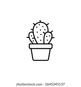 Minimalist Potted Cactus Icon Isolated On White Transparent Image