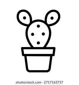 Minimalist potted cactus icon with simple line details, representing indoor plants, home decor, nature, and modern botanical design