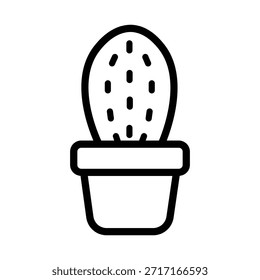 Minimalist potted cactus icon with simple line details, representing indoor plants, home decor, nature, and modern botanical design