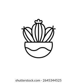 Minimalist Potted Cactus Outline For Desert Plant Illustration Concept
