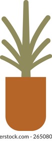 Minimalist Potted Houseplant Illustration on White Background - Simple Green Plant in Terracotta Pot Vector Icon