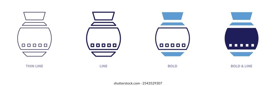 Minimalist pottery icon in 4 different styles. Thin Line, Line, Bold, and Bold Line. Duotone style. Editable stroke.