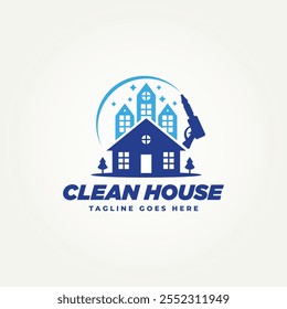 minimalist power and soft wash house cleaning service icon logo vector illustration design