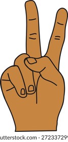 A minimalist and powerful vector illustration features a hand with a medium skin tone making the classic peace sign gesture. This clean graphic represents themes of diversity, harmony, unity, and social inclusion, making it an ideal choice for non-profit branding, multicultural outreach materials, and social justice apparel. The design features a realistic skin tone with smooth outlines, ensuring high contrast and immediate recognition across a variety of media applications. The texture is characterized by perfectly smooth vector paths and expertly closed loops, making the file highly optimized for use with vinyl cutting machines like Cricut and Silhouette, as well as for custom screen printing on trendy streetwear and digital stickers for social media commentary. Conceptually, the image represents humanity, hope, and the desire for a better world through inclusivity and representation. The professional craftsmanship ensures that the hand gesture remains clear and recognizable even when resized for small-scale web icons or large-scale protest banners. This asset provides a professional and globally recognized element for any social, artistic, or cultural project focusing on unity and the beauty of human diversity in metropolitan areas like Philadelphia, capturing a mood of resilience and solidarity for both digital and physical media applications.