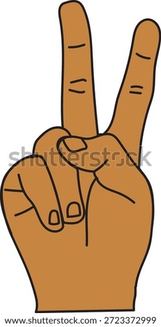 A minimalist and powerful vector illustration features a hand with a medium skin tone making the classic peace sign gesture. This clean graphic represents themes of diversity, harmony, unity, and social inclusion, making it an ideal choice for non-profit branding, multicultural outreach materials, and social justice apparel. The design features a realistic skin tone with smooth outlines, ensuring high contrast and immediate recognition across a variety of media applications. The texture is characterized by perfectly smooth vector paths and expertly closed loops, making the file highly optimized for use with vinyl cutting machines like Cricut and Silhouette, as well as for custom screen printing on trendy streetwear and digital stickers for social media commentary. Conceptually, the image represents humanity, hope, and the desire for a better world through inclusivity and representation. The professional craftsmanship ensures that the hand gesture remains clear and recognizable even when resized for small-scale web icons or large-scale protest banners. This asset provides a professional and globally recognized element for any social, artistic, or cultural project focusing on unity and the beauty of human diversity in metropolitan areas like Philadelphia, capturing a mood of resilience and solidarity for both digital and physical media applications.