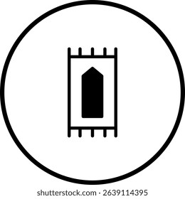 Minimalist Prayer Rug Icon: Simple Religious Symbol in a Circle Presentation
