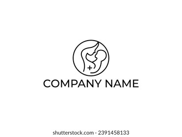 Minimalist pregnant mother vector logo