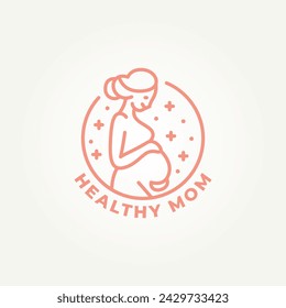 Minimalistische schwangere Frauen Linie Kunst-Symbol-Logo-Vorlage Vektor-Illustration-Design. einfache moderne Babypflege, gesunde Mutter, Ernährung und Pflege Logo-Konzept