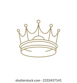 Monarquía minimalista premium corona joyería rey reina accesorio moda decoración línea de arte icono de vector ilustración. Monocromo heráldico medieval tiara elegante tesoro real metálico