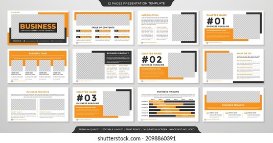 plantilla de diseño de presentación minimalista con estilo moderno para infografía corporativa e informe anual