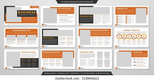 plantilla de presentación minimalista con un uso de estilo limpio para informes anuales de negocios e infografía 