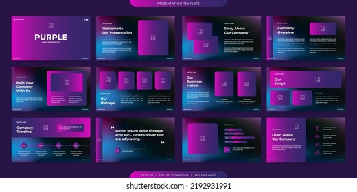 minimalist presentation templates. corporate booklet use in flyer and leaflet, marketing banner, advertising brochure, annual business report, website slider. Black purple color company profile vector - Shutterstock ID 2192931991