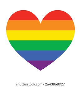 Minimalist pride illustration with a rainbow heart and symbolic colors. Perfect for celebrating love, unity, and inclusion.