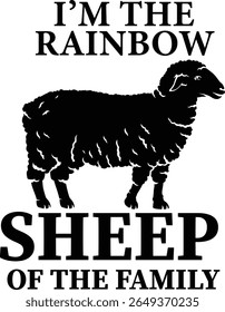 Minimalist Pride Typography, Calligraphy Pack Vector Illustration for I am the Rainbow Sheep of the Family
