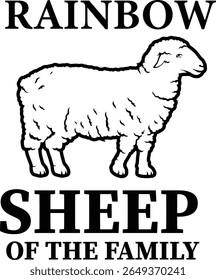 Minimalist Pride Typography, Calligraphy Pack Vector Illustration for, Rainbow Sheep of the Family