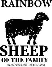 Minimalist Pride Typography, Calligraphy Pack Vector Illustration for, Rainbow Sheep of the Family