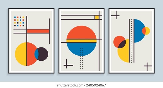 Diseño de afiches encuadrados en círculos primitivos minimalistas
