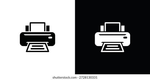 Impressora minimalista em preto e branco em fundos contrastantes