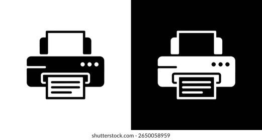 Minimalist printer icon in monochrome. Features a document output slot, representing a modern office tool for printing tasks. Clean vector design for versatile use.