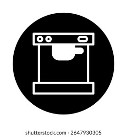 Icono minimalista de la impresora en un fondo negro que representa la tecnología y el equipo de oficina para los diseños digitales