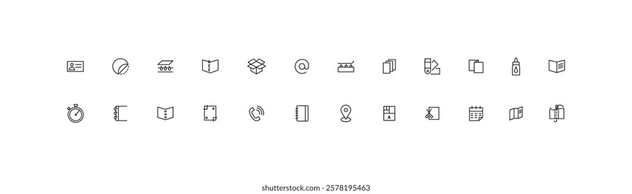 Minimalist Printing and Packaging Icons Set Vector