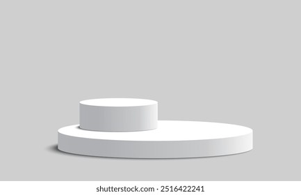 Fondo minimalista de la exhibición del producto con el podio geométrico del pedestal. Maqueta Abstractas de la escena, presentación del producto, espectáculo del escenario, sala de exposición. Ilustración vectorial