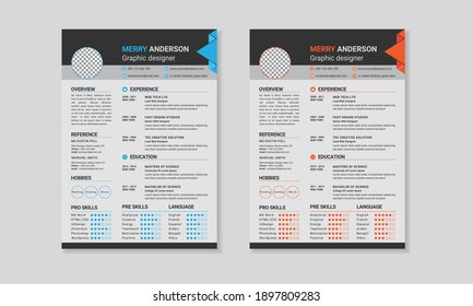 Minimalist professional curriculum vitae  vector cv resume design