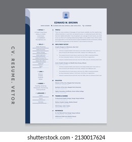 Minimalist Professional CV Resume Design Template. Flat style vector illustration