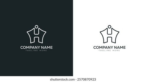 Minimalist professional letter H star logo design template. Letter H star logo