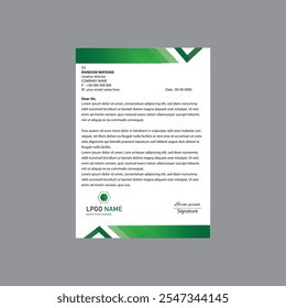 Minimalist Professional Letterhead Template Featuring White and Green Tones.