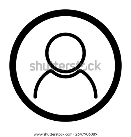 Minimalist profile icon in black on white with circular outline, ideal for app interfaces, UX elements, contact pages, or modern branding systems