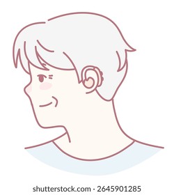 A minimalist profile illustration depicting a lighthaired person, who is showing a warm and friendly expression