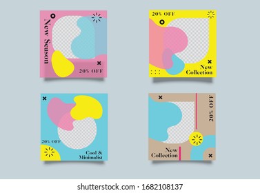 Minimalist promotion square web banner for social media mobile apps. Elegant sale and discount promo backgrounds 