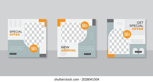 Minimalist promotion square web banner for social media furniture or fashion sale