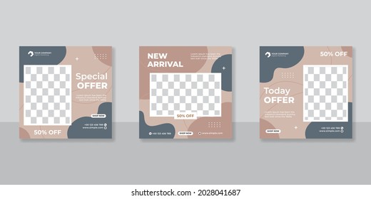Minimalist promotion square web banner for social media furniture or fashion sale
