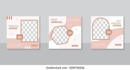 Minimalist promotion square web banner for social media furniture or fashion sale