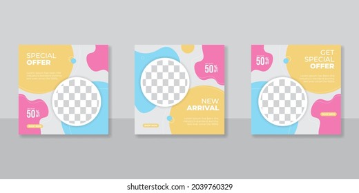 Minimalist promotion square web banner for social media furniture or fashion sale