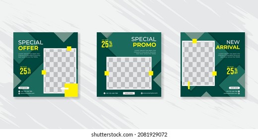 Minimalist promotion square web banner for social media 