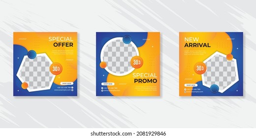 Minimalist promotion square web banner for social media 