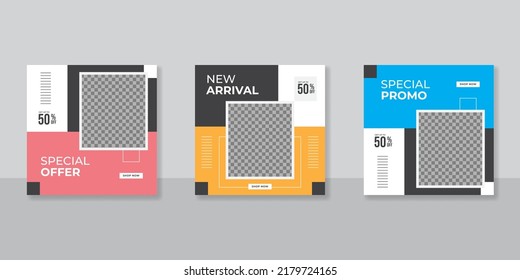 Minimalist promotion square web banner for social media furniture or fashion sale