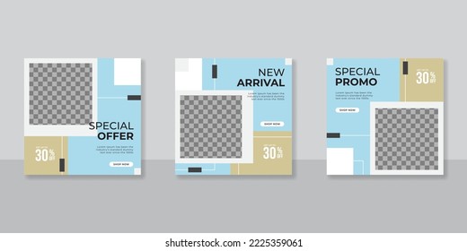 Minimalist promotion square web banner for social media furniture or fashion sale