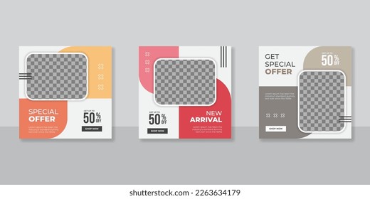 Minimalist promotion square web banner for social media furniture or fashion sale