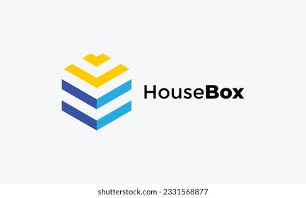 Minimalist property house box hexagon secure building logo 