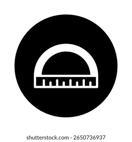 Minimalist protractor representation on circular background emphasizing geometric precision and design elements for technical applications