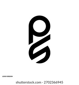 Minimalist PS logo design, geometric abstract logo design, with circular and angular elements, ideal for branding, icon, or vector art projects