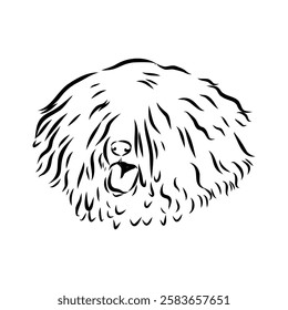 Minimalist puli dog logo design. Modern line art, vector, graphic, icon, illustration